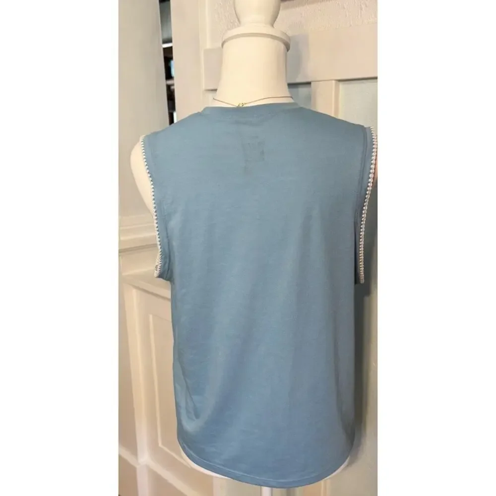 Nike Dri-FIT Women's Crochet-Trimmed Yoga Tank Top - Blue Large